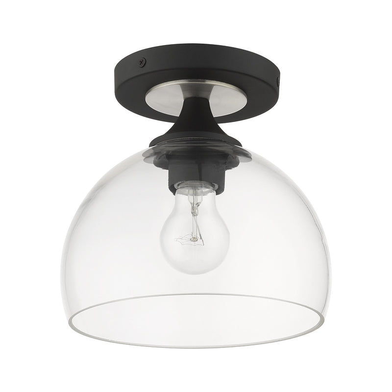 Glendon Semi-Flush Mount in Black with Brushed Nickel Finish Accents