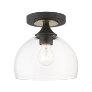 Glendon Semi-Flush Mount in Bronze with Antique Brass Finish Accents