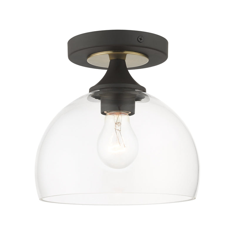 Glendon Semi-Flush Mount in Bronze with Antique Brass Finish Accents