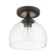 Glendon Semi-Flush Mount in Bronze with Antique Brass Finish Accents