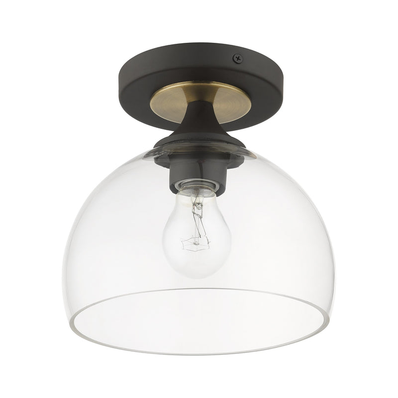 Glendon Semi-Flush Mount in Bronze with Antique Brass Finish Accents