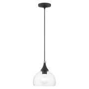 Glendon Glass Pendant in Black with Brushed Nickel Accents