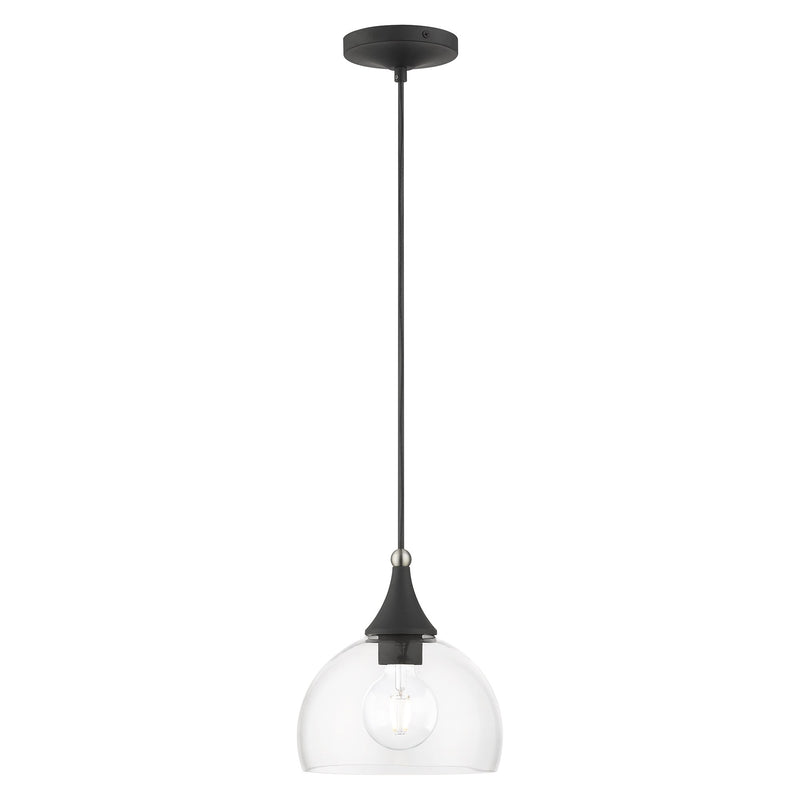 Glendon Glass Pendant in Black with Brushed Nickel Accents
