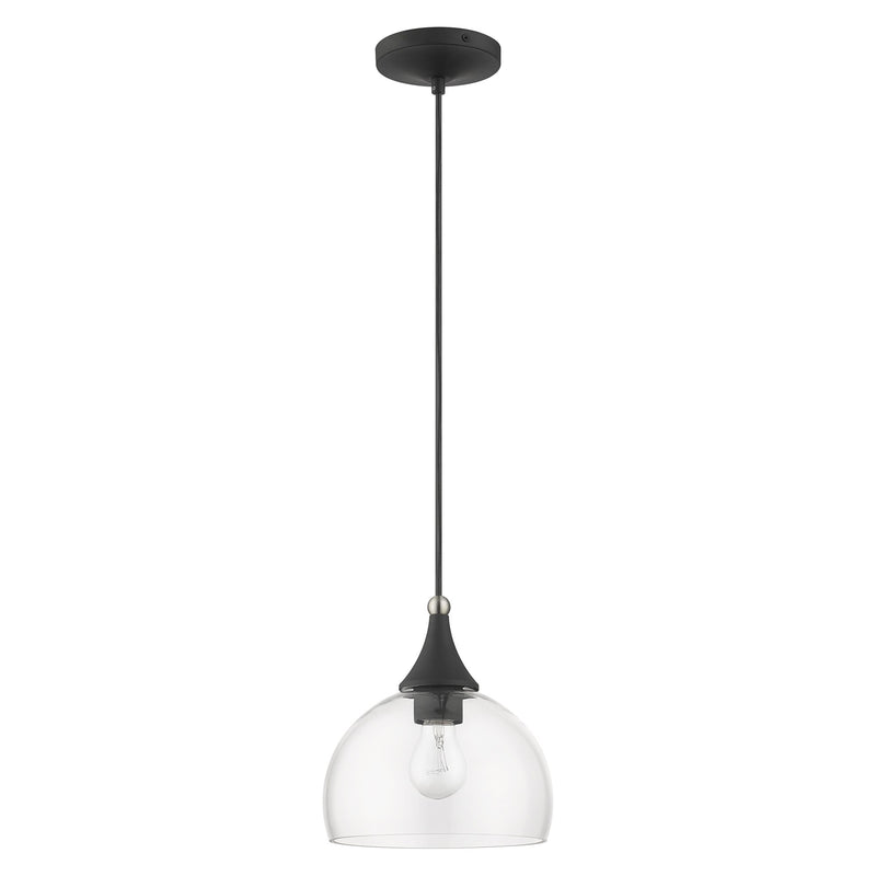 Glendon Glass Pendant in Black with Brushed Nickel Accents