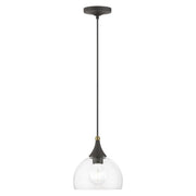 Glendon Glass Pendant in Bronze with Antique Brass Finish Accents