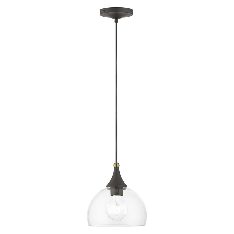 Glendon Glass Pendant in Bronze with Antique Brass Finish Accents