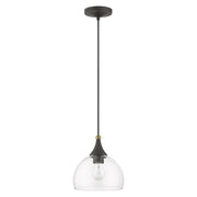 Glendon Glass Pendant in Bronze with Antique Brass Finish Accents