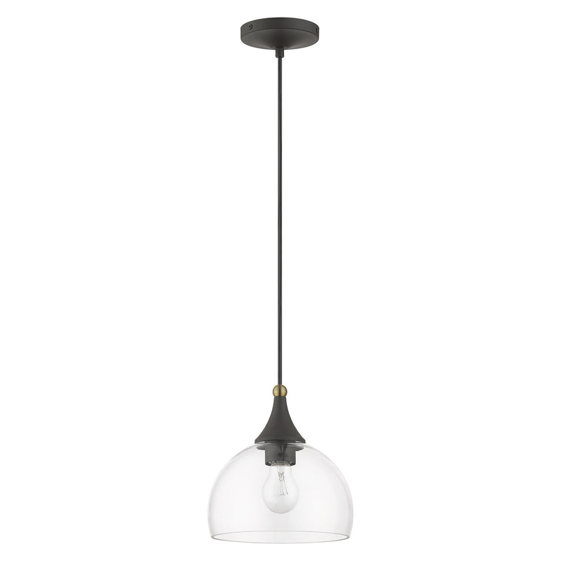 Glendon Glass Pendant in Bronze with Antique Brass Finish Accents
