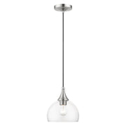 Glendon Glass Pendant in Brushed Nickel with Polished Chrome Finish Accents