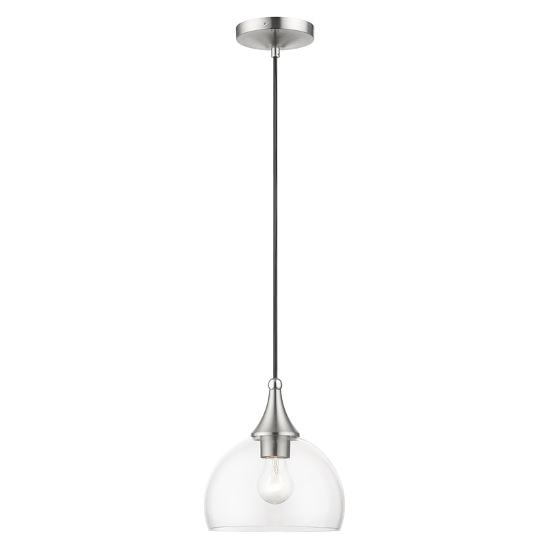 Glendon Glass Pendant in Brushed Nickel with Polished Chrome Finish Accents