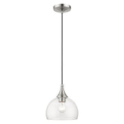 Glendon Glass Pendant in Brushed Nickel with Polished Chrome Finish Accents