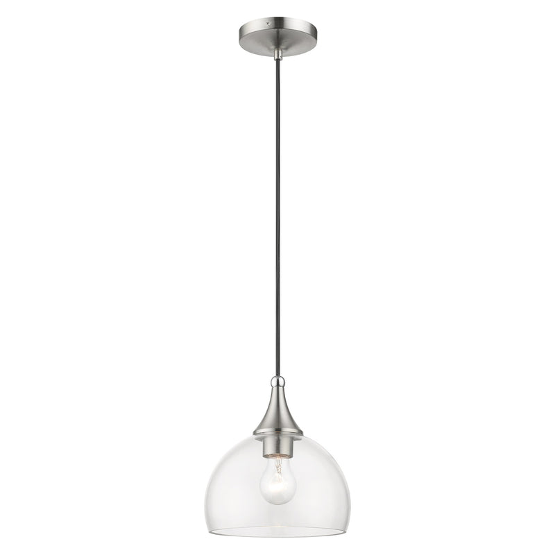 Glendon Glass Pendant in Brushed Nickel with Polished Chrome Finish Accents