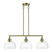 Glendon 3-Light Linear Chandelier in Antique Brass