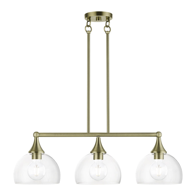 Glendon 3-Light Linear Chandelier in Antique Brass