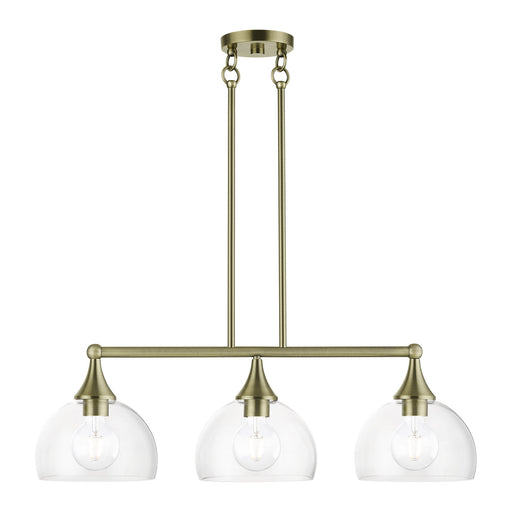 Glendon 3-Light Linear Chandelier in Antique Brass