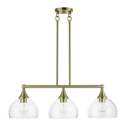 Glendon 3-Light Linear Chandelier in Antique Brass