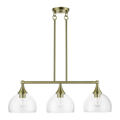 Glendon 3-Light Linear Chandelier in Antique Brass