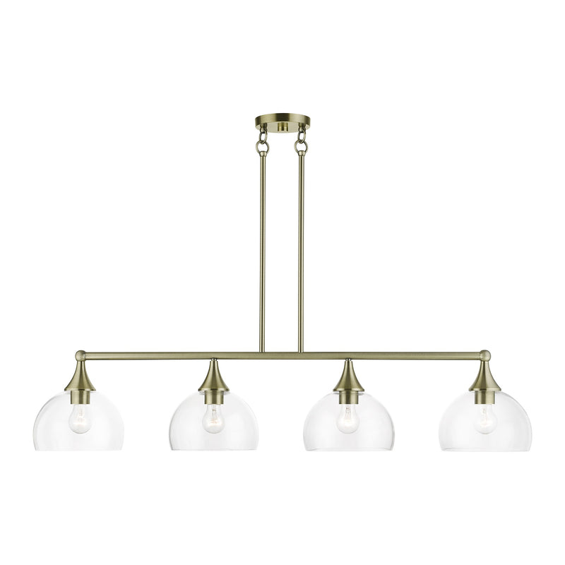 Glendon 4-Light Large Linear Chandelier in Antique Brass