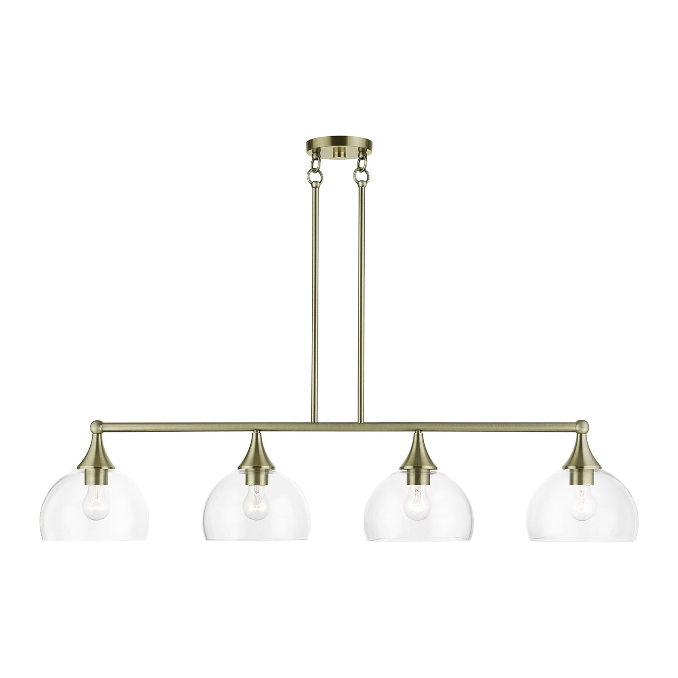 Glendon 4-Light Large Linear Chandelier in Antique Brass