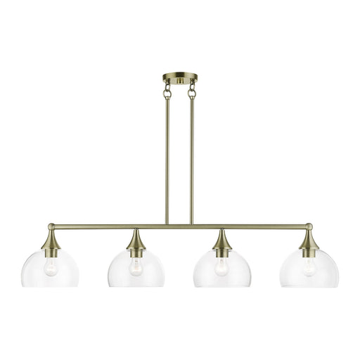 Glendon 4-Light Large Linear Chandelier in Antique Brass