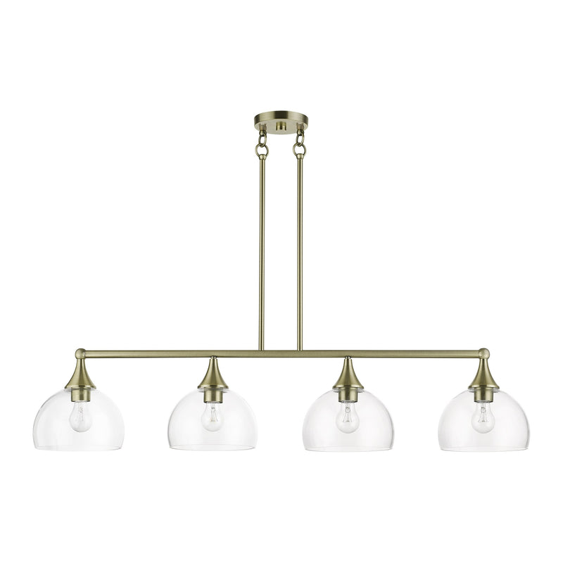 Glendon 4-Light Large Linear Chandelier in Antique Brass