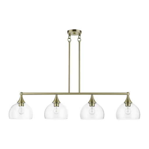 Glendon 4-Light Large Linear Chandelier in Antique Brass