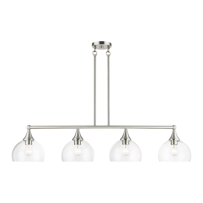 Glendon 4-Light Large Linear Chandelier in Brushed Nickel