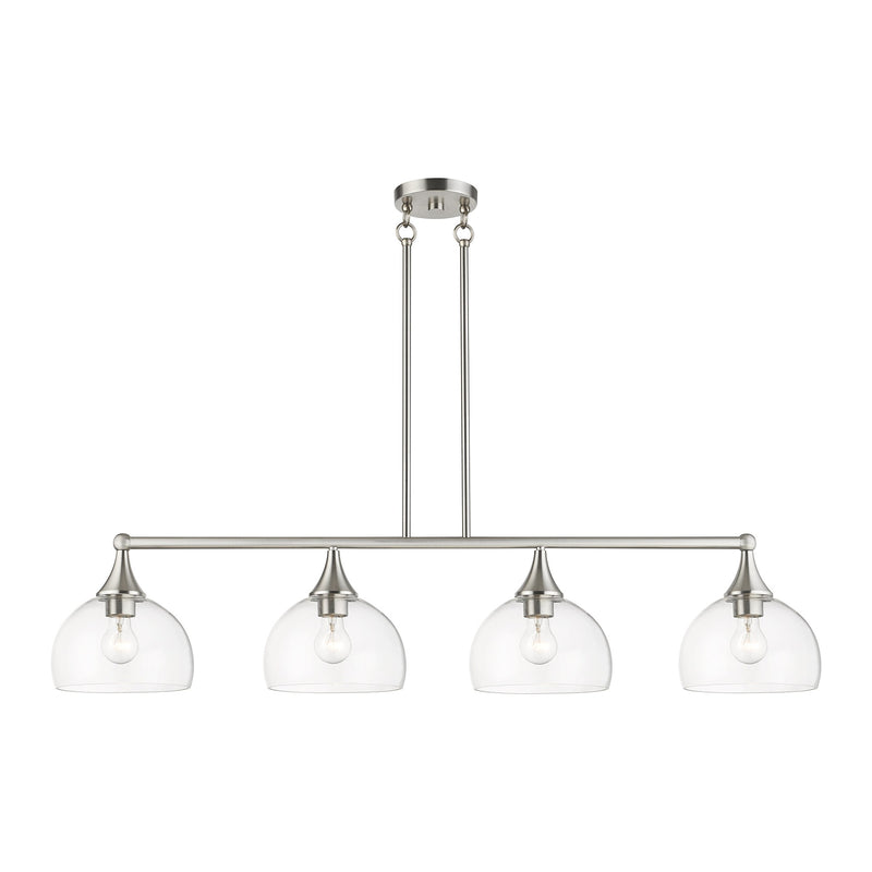 Glendon 4-Light Large Linear Chandelier in Brushed Nickel