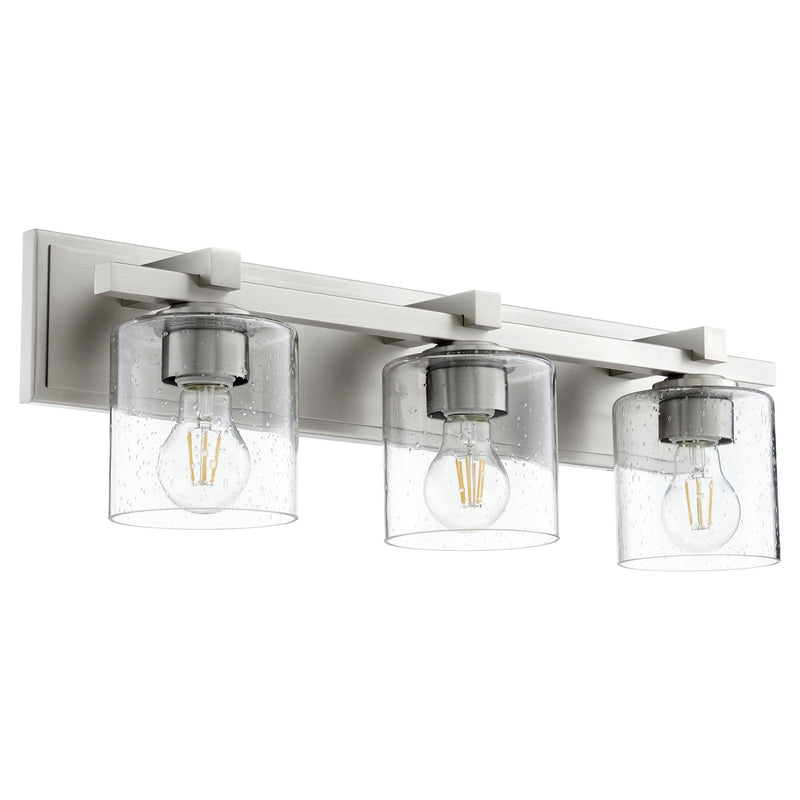 Kaplan 3 Light Seeded Glass Vanity in Satin Nickel