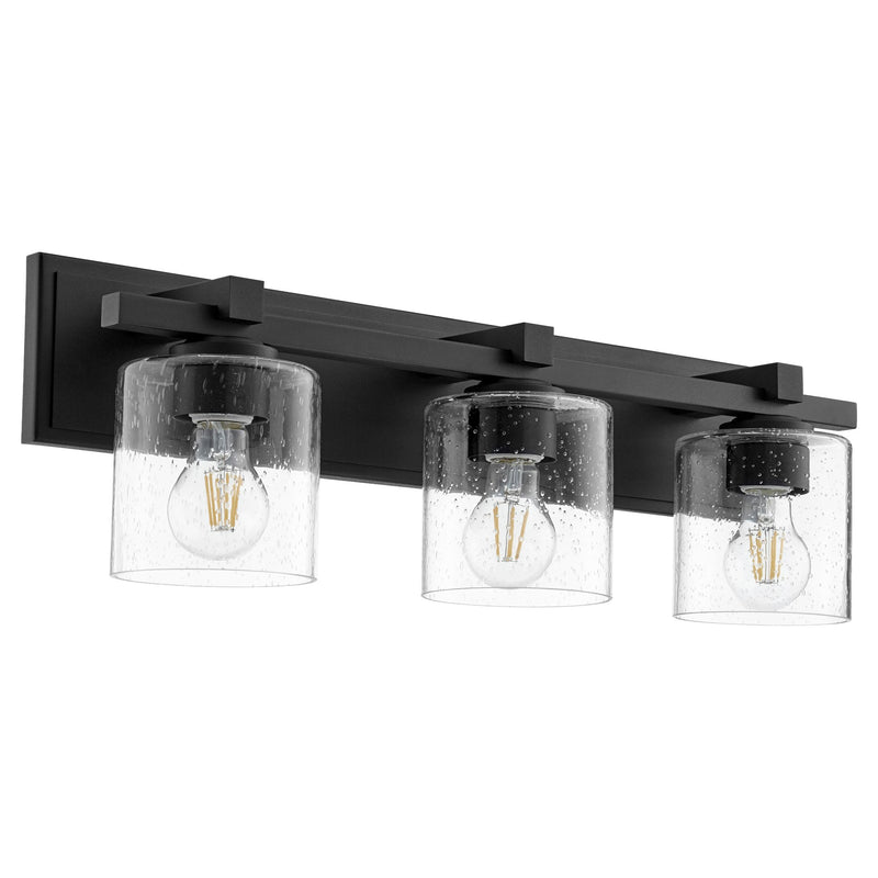 Kaplan 3 Light Seeded Glass Vanity in Textured Black