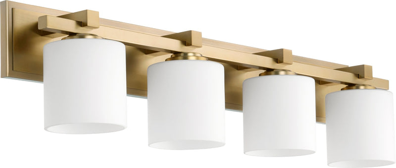 Kaplan 4 Light Cylinder Vanity in Aged Brass
