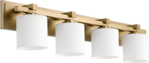 Kaplan 4 Light Cylinder Vanity in Aged Brass