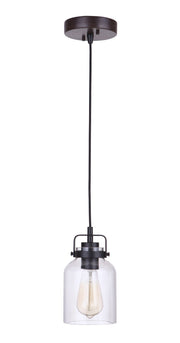 Foxwood 1 Light 5.13" Mini Pendant in Flat Black / Dark Teak
