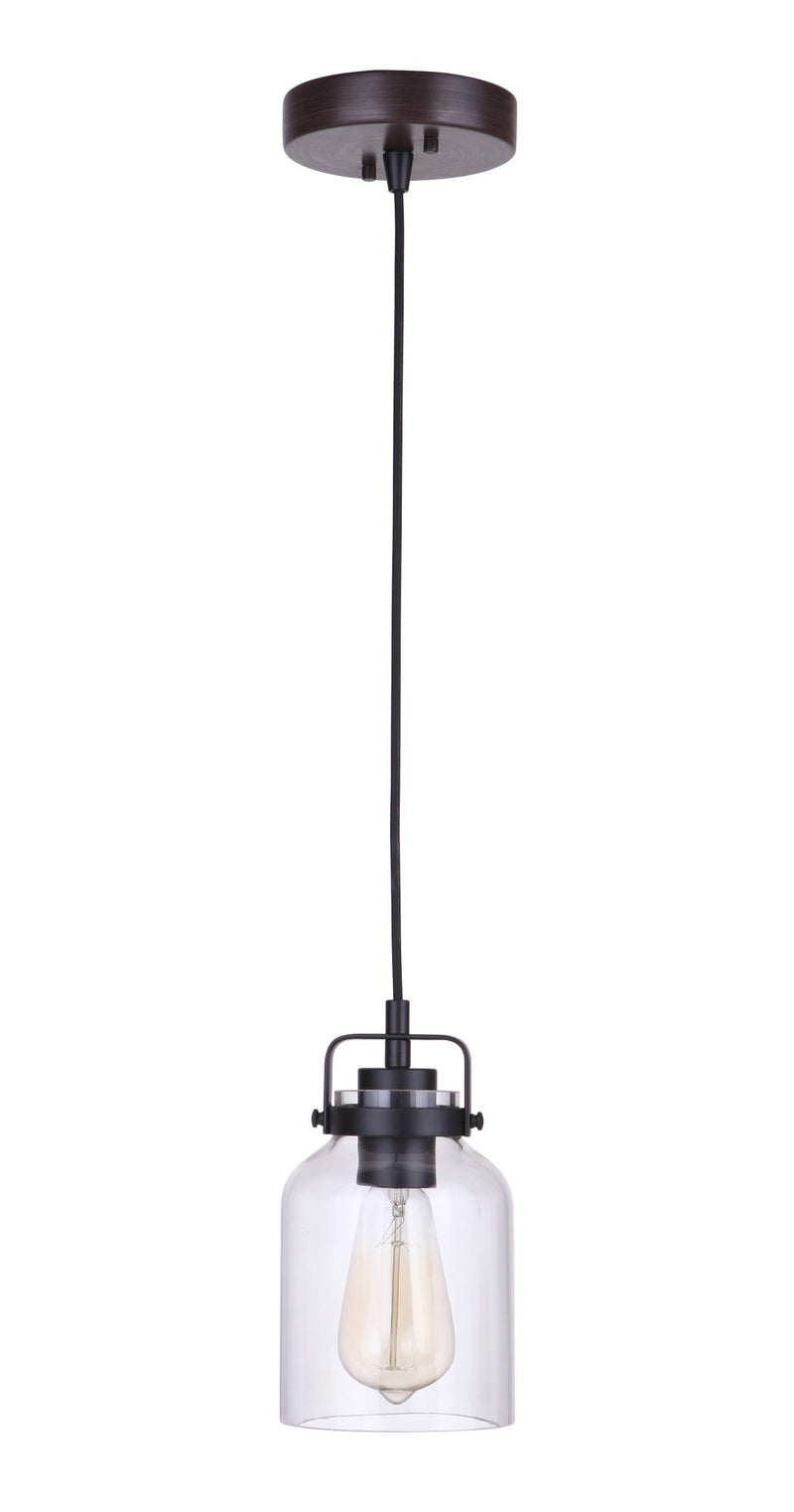 Foxwood 1 Light 5.13" Mini Pendant in Flat Black / Dark Teak