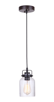 Foxwood 1 Light 5.13" Mini Pendant in Flat Black / Dark Teak