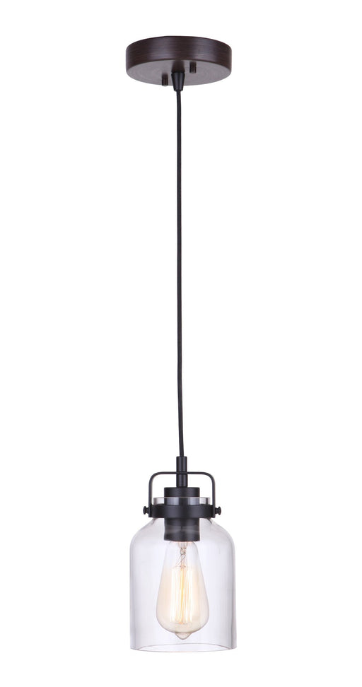 Foxwood 1 Light 5.13" Mini Pendant in Flat Black / Dark Teak