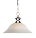 Shark 1 Light Pendant in Brushed Nickel with White Mottle Glass