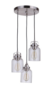 Foxwood 3 Light 11.88" Pendant in Brushed Polished Nickel