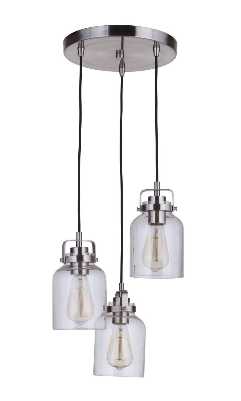 Foxwood 3 Light 11.88" Pendant in Brushed Polished Nickel