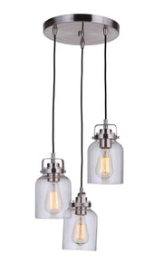 Foxwood 3 Light 11.88" Pendant in Brushed Polished Nickel