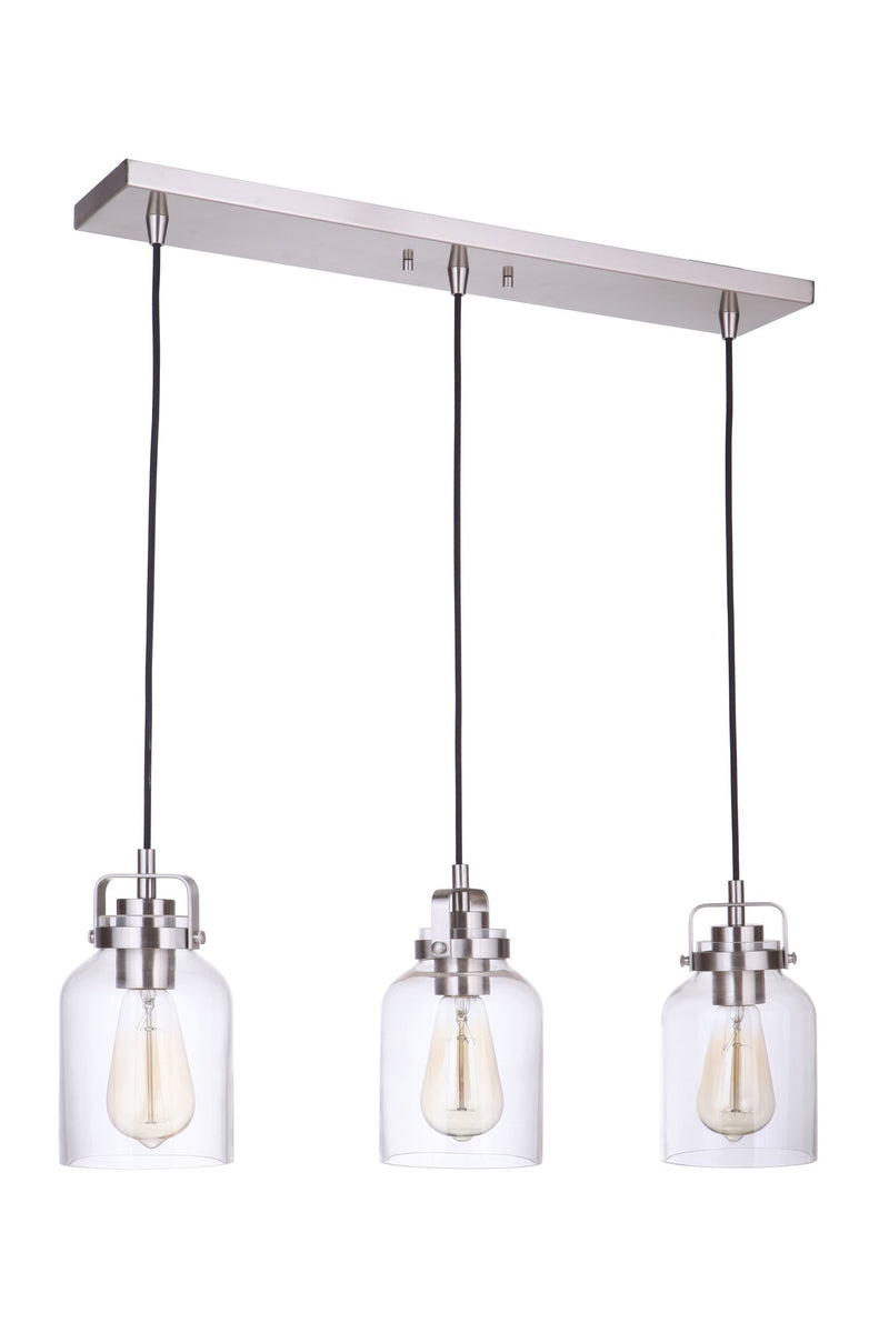 Foxwood 3 Light 24.88" Pendant in Brushed Polished Nickel