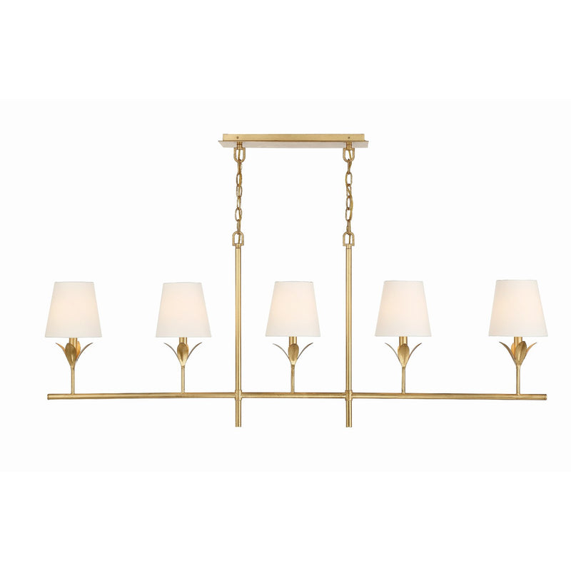 Broche 5 Light 53.5" Linear Chandelier in Antique Gold