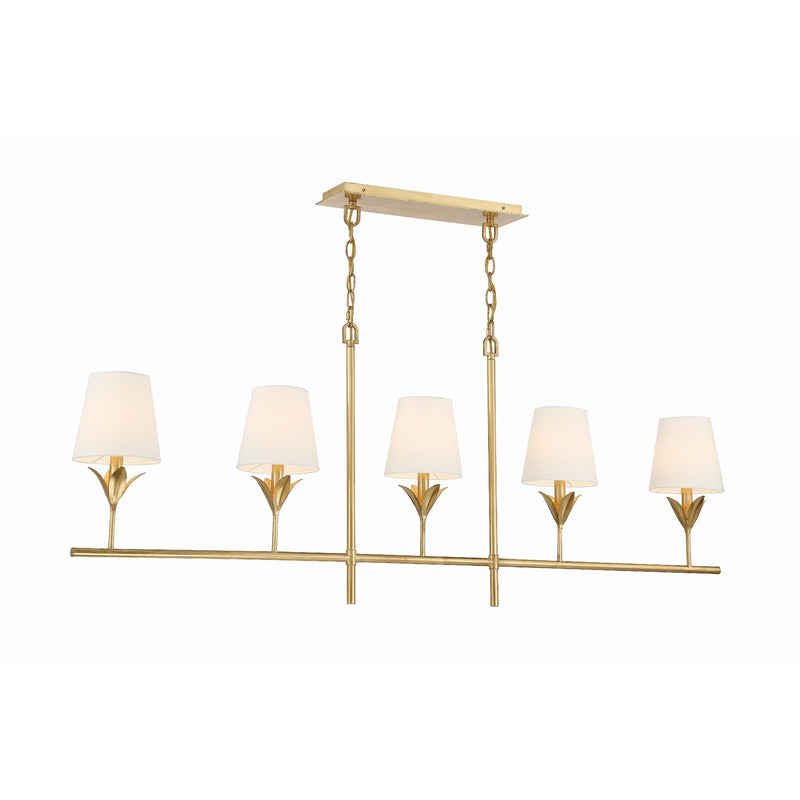 Broche 5 Light 53.5" Linear Chandelier in Antique Gold