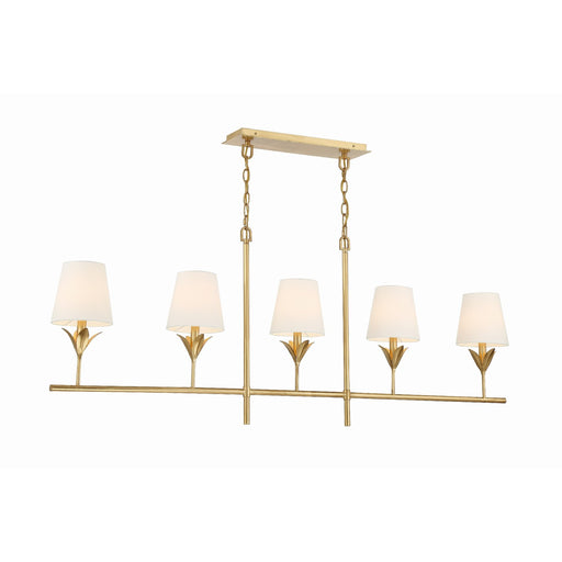 Broche 5 Light 53.5" Linear Chandelier in Antique Gold