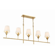 Broche 5 Light 53.5" Linear Chandelier in Antique Gold
