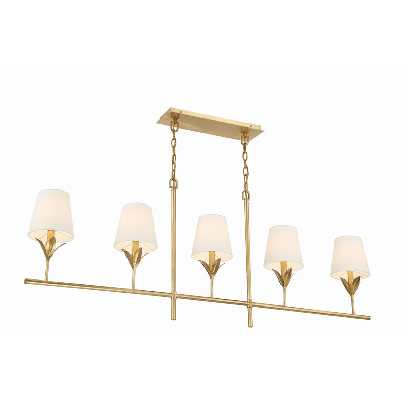 Broche 5 Light 53.5" Linear Chandelier in Antique Gold