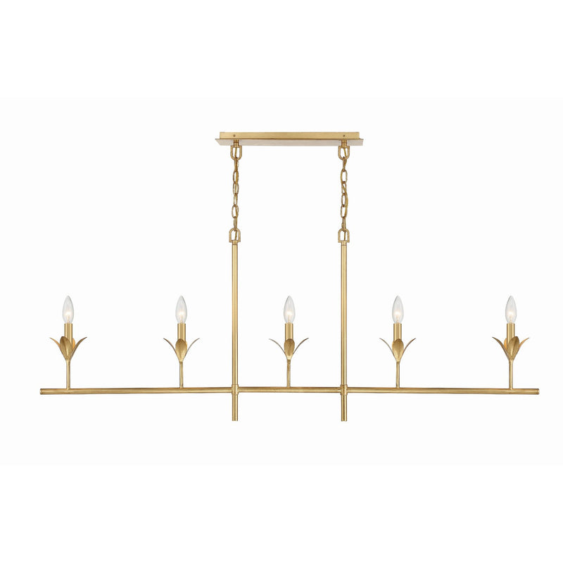 Broche 5 Light 53.5" Linear Chandelier in Antique Gold