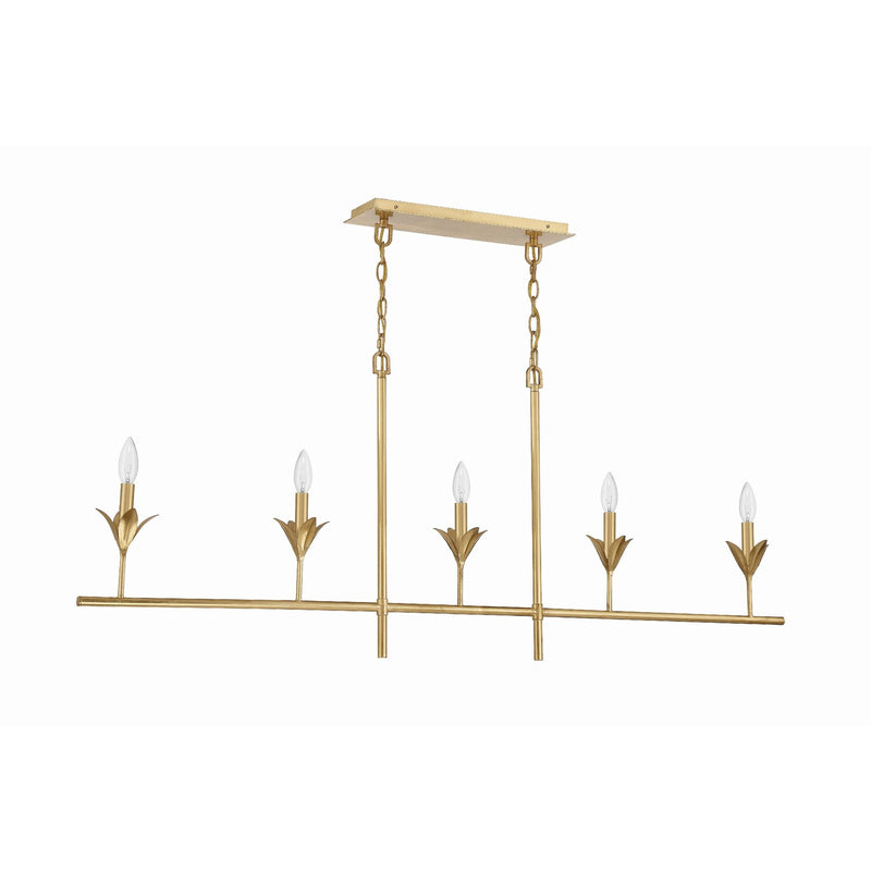 Broche 5 Light 53.5" Linear Chandelier in Antique Gold