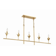 Broche 5 Light 53.5" Linear Chandelier in Antique Gold