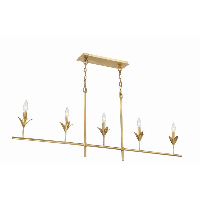 Broche 5 Light 53.5" Linear Chandelier in Antique Gold